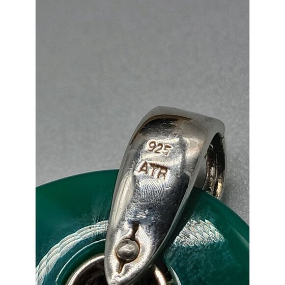 ATR Sterling Silver Green Onyx Pendant Oval Gemstone Signed 925 - Picture 12 of 12